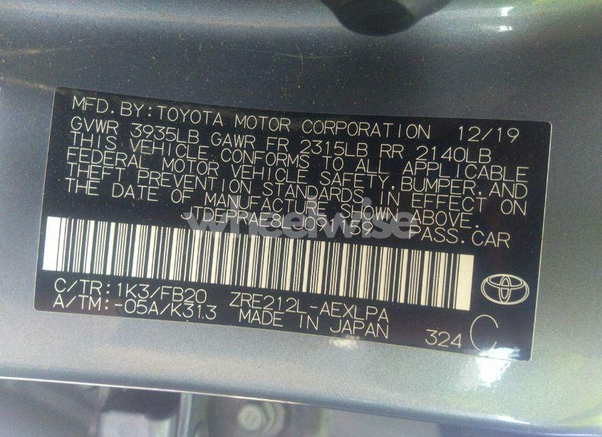 Photo 9 of 2020 Toyota Corolla LE (VIN JTDEPRAE8LJ091159)