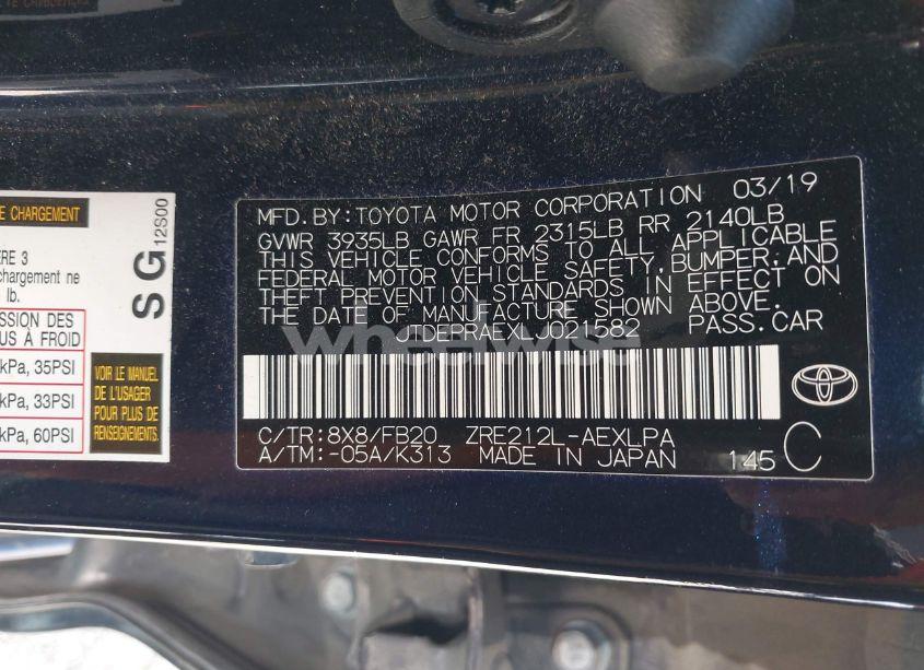 Photo 9 of 2020 Toyota Corolla LE (VIN JTDEPRAEXLJ021582)