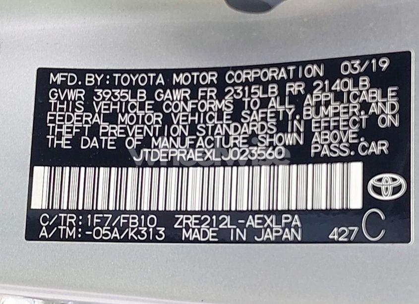 Photo 9 of 2020 Toyota Corolla LE (VIN JTDEPRAEXLJ023560)