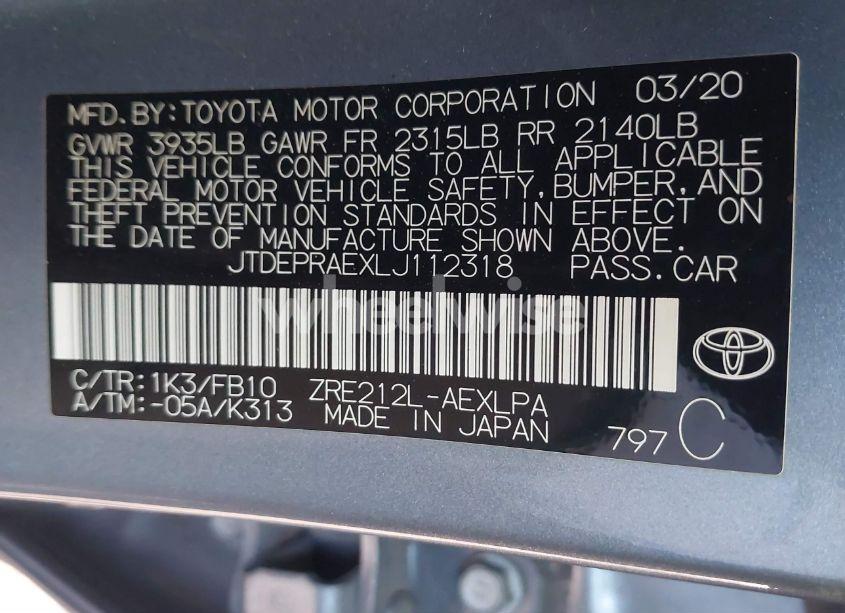 Photo 9 of 2020 Toyota Corolla LE (VIN JTDEPRAEXLJ112318)