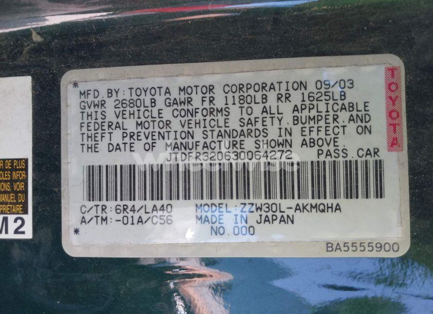 Photo 9 of 2003 Toyota Mr2 SPYDER (VIN JTDFR320630064272)