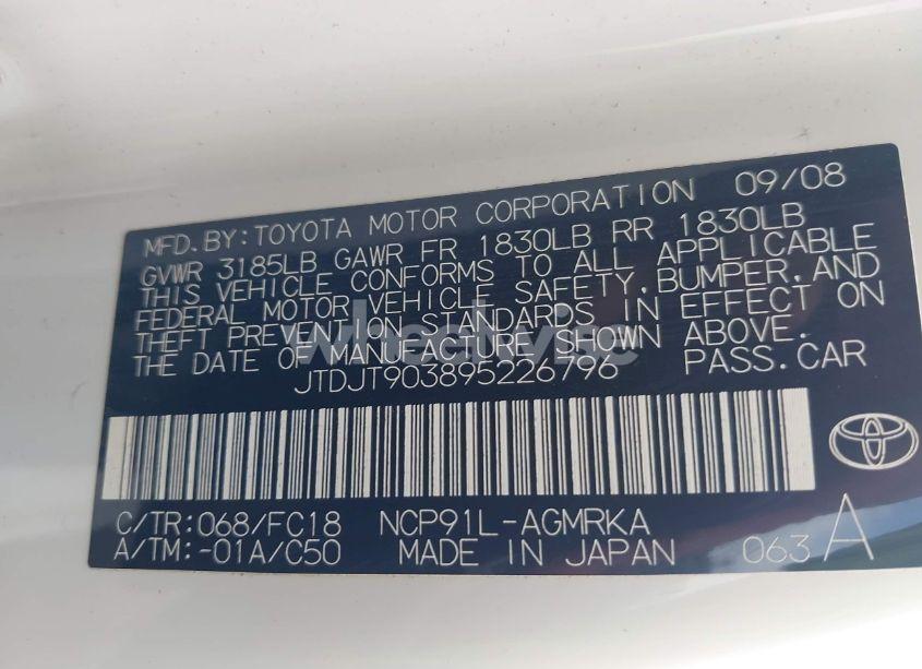 Photo 9 of 2009 Toyota Yaris (VIN JTDJT903895226796)