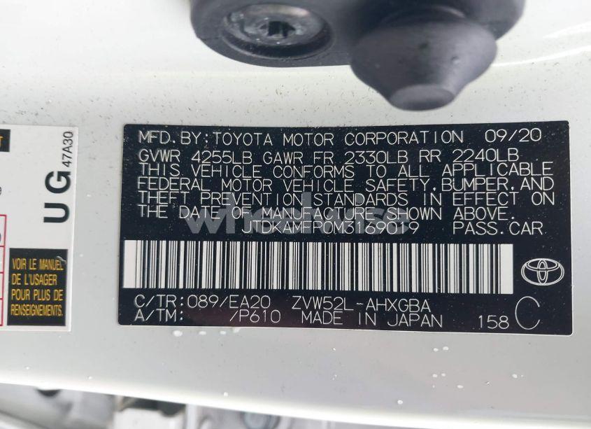 Photo 9 of 2021 Toyota Prius PRIME XLE (VIN JTDKAMFP0M3169019)