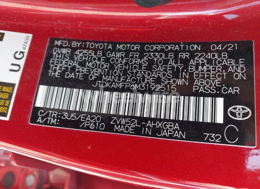 Photo 9 of 2021 Toyota Prius PRIME XLE (VIN JTDKAMFP6M3192515)