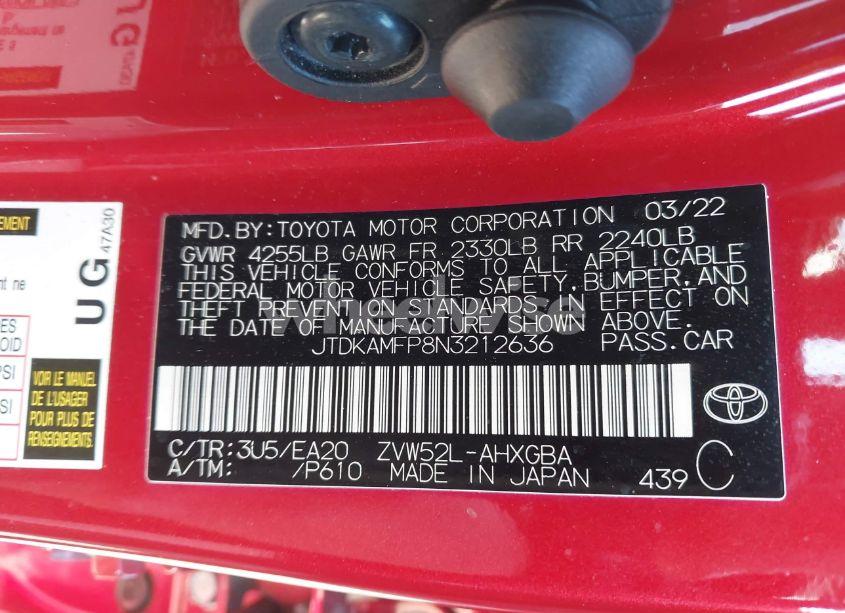 Photo 9 of 2022 Toyota Prius PRIME LIMITED (VIN JTDKAMFP8N3212636)