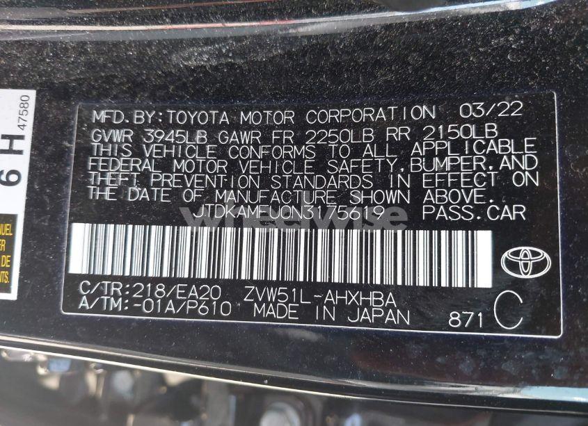 Photo 9 of 2022 Toyota Prius NIGHTSHADE EDITION (VIN JTDKAMFU0N3175619)