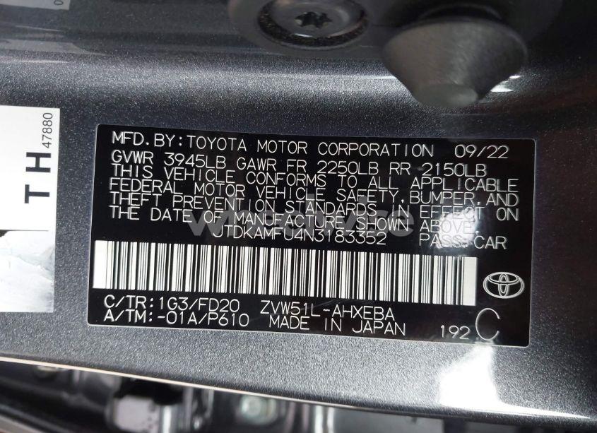 Photo 9 of 2022 Toyota Prius LE (VIN JTDKAMFU4N3183352)