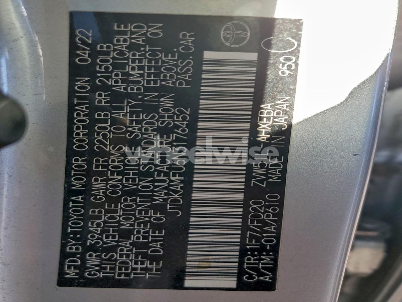 Photo 12 of 2022 TOYOTA PRIUS NIGHT SHADE (VIN JTDKAMFU6N3176452)