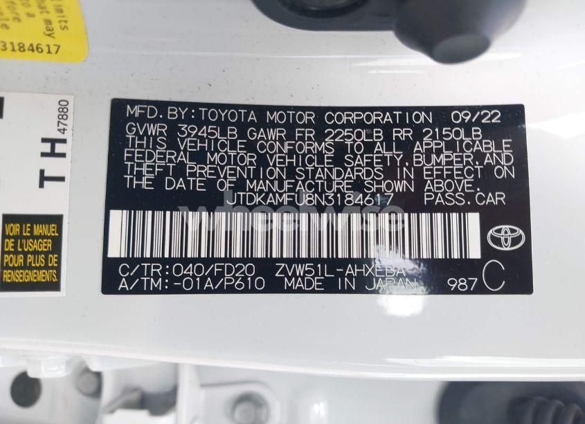 Photo 9 of 2022 Toyota Prius LE (VIN JTDKAMFU8N3184617)