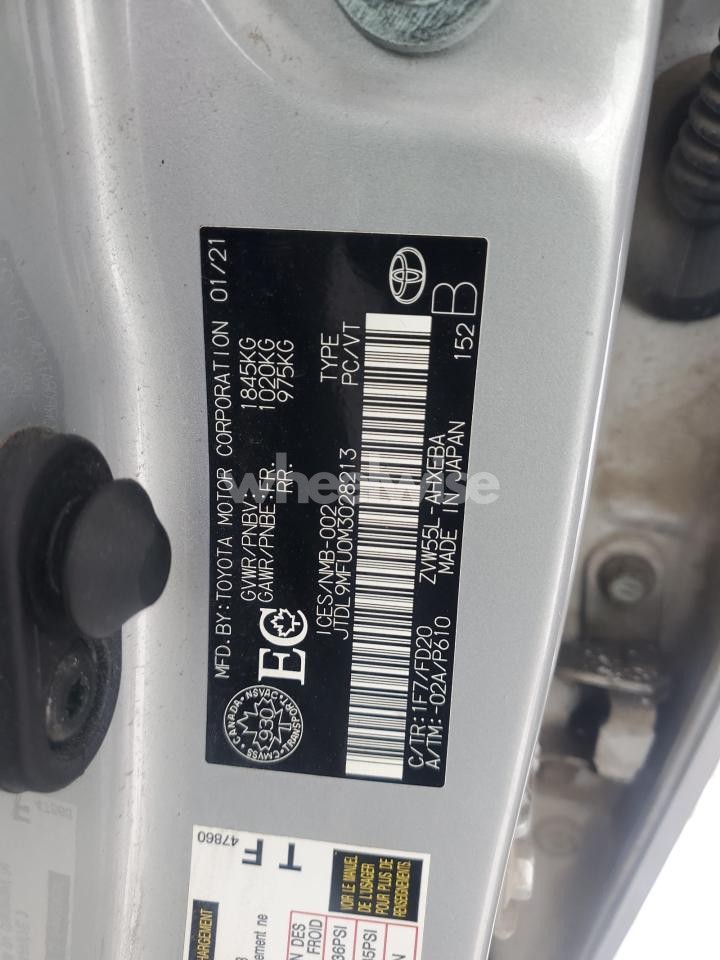 Photo 12 of 2021 TOYOTA PRIUS LE (VIN JTDKAMFUXM3130749)