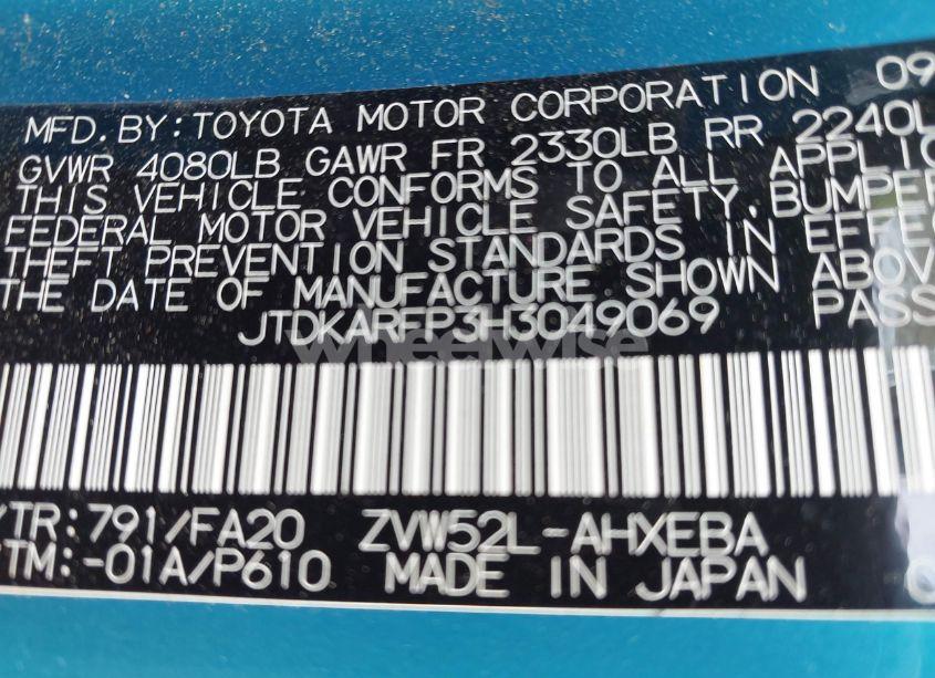 Photo 9 of 2017 Toyota Prius PRIME ADVANCED/PLUS/PREMIUM (VIN JTDKARFP3H3049069)
