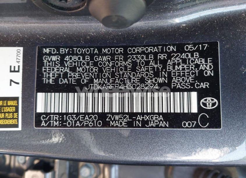 Photo 9 of 2017 Toyota Prius PRIME PREMIUM (VIN JTDKARFP4H3028294)