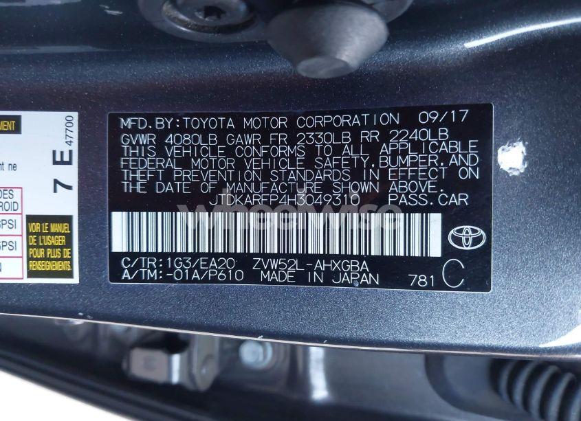 Photo 9 of 2017 Toyota Prius PRIME ADVANCED (VIN JTDKARFP4H3049310)