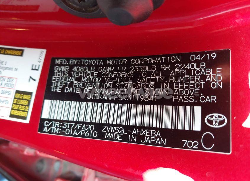 Photo 9 of 2019 Toyota Prius PRIME PLUS (VIN JTDKARFP5K3119341)