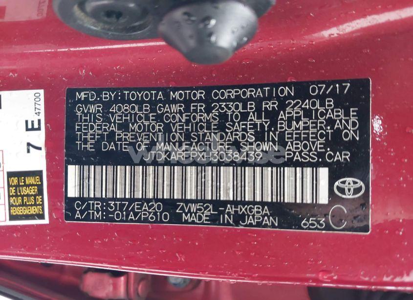 Photo 9 of 2017 Toyota Prius PRIME ADVANCED (VIN JTDKARFPXH3038439)