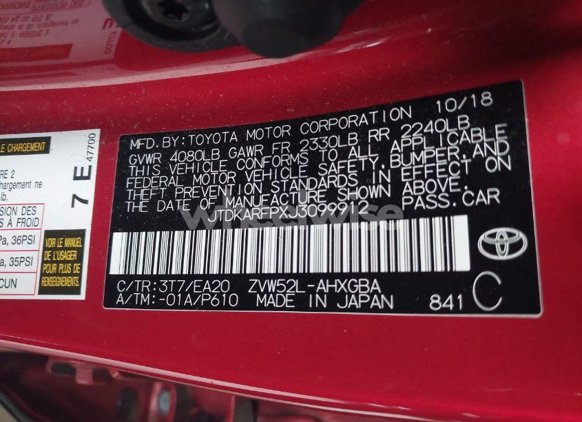 Photo 9 of 2018 Toyota Prius PRIME PREMIUM (VIN JTDKARFPXJ3099912)