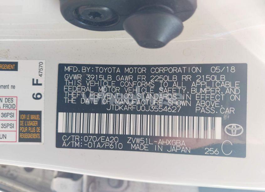 Photo 9 of 2018 Toyota Prius FOUR (VIN JTDKARFU0J3554627)
