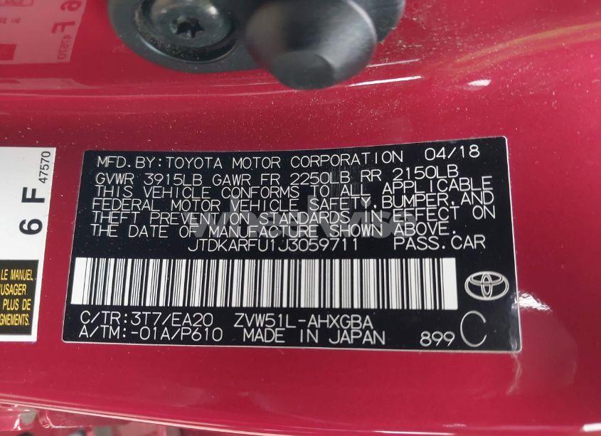 Photo 9 of 2018 Toyota Prius FOUR (VIN JTDKARFU1J3059711)