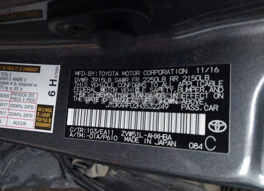 Photo 9 of 2017 Toyota Prius FOUR TOURING (VIN JTDKARFU2H3532249)