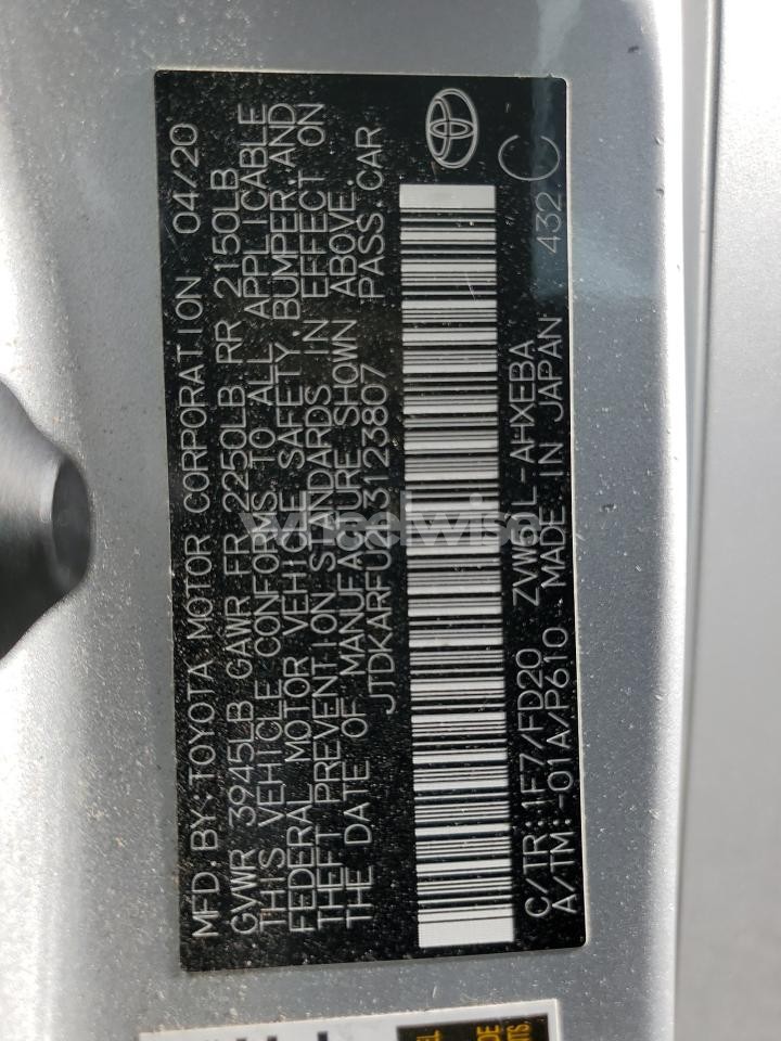 Photo 12 of 2020 TOYOTA PRIUS L (VIN JTDKARFU2L3123807)