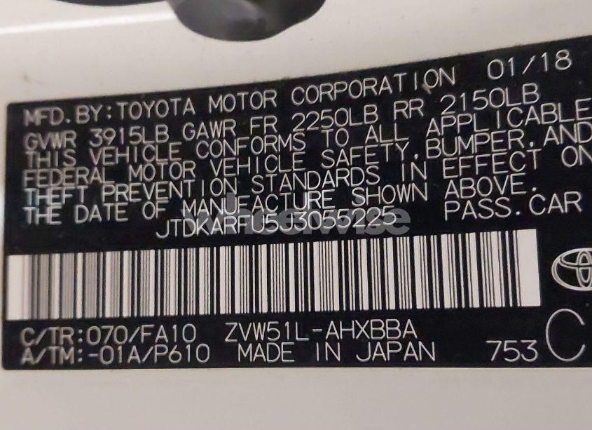 Photo 9 of 2018 Toyota Prius TWO ECO (VIN JTDKARFU5J3055225)