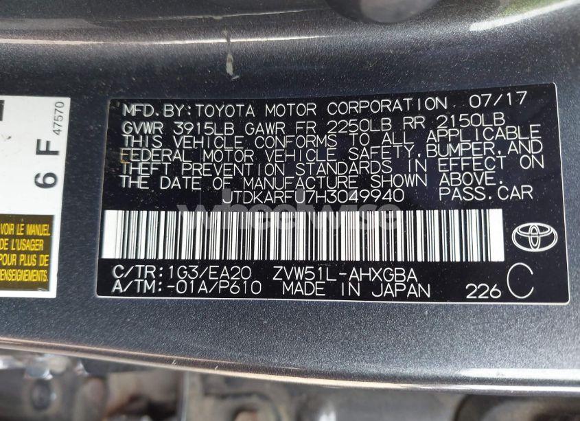 Photo 9 of 2017 Toyota Prius FOUR (VIN JTDKARFU7H3049940)