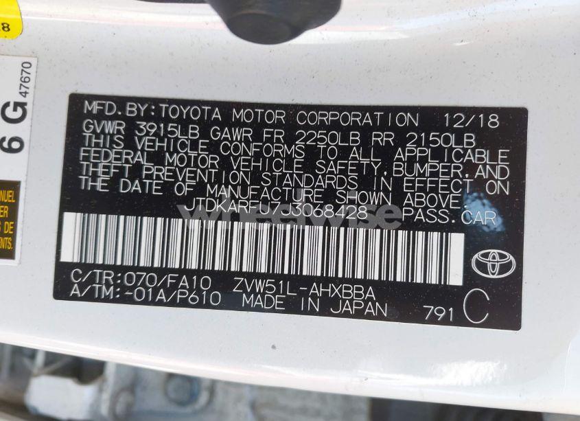 Photo 9 of 2018 Toyota Prius TWO ECO (VIN JTDKARFU7J3068428)