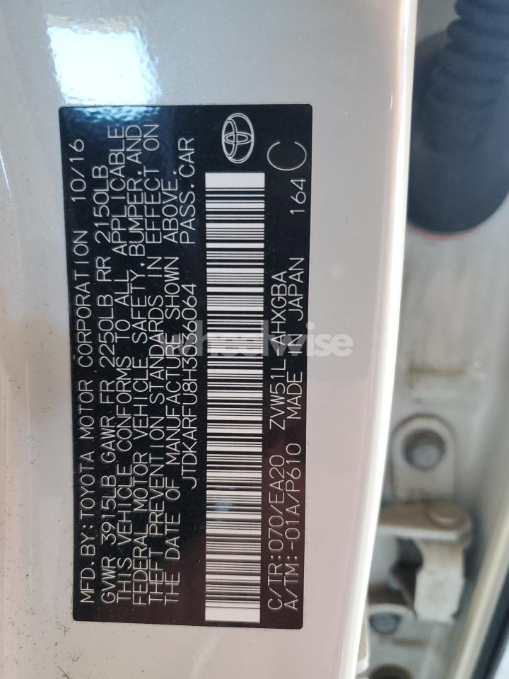 Photo 13 of 2017 TOYOTA PRIUS (VIN JTDKARFU8H3036064)