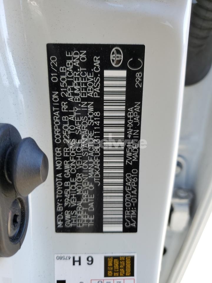 Photo 13 of 2020 TOYOTA PRIUS L (VIN JTDKARFU8L3111418)