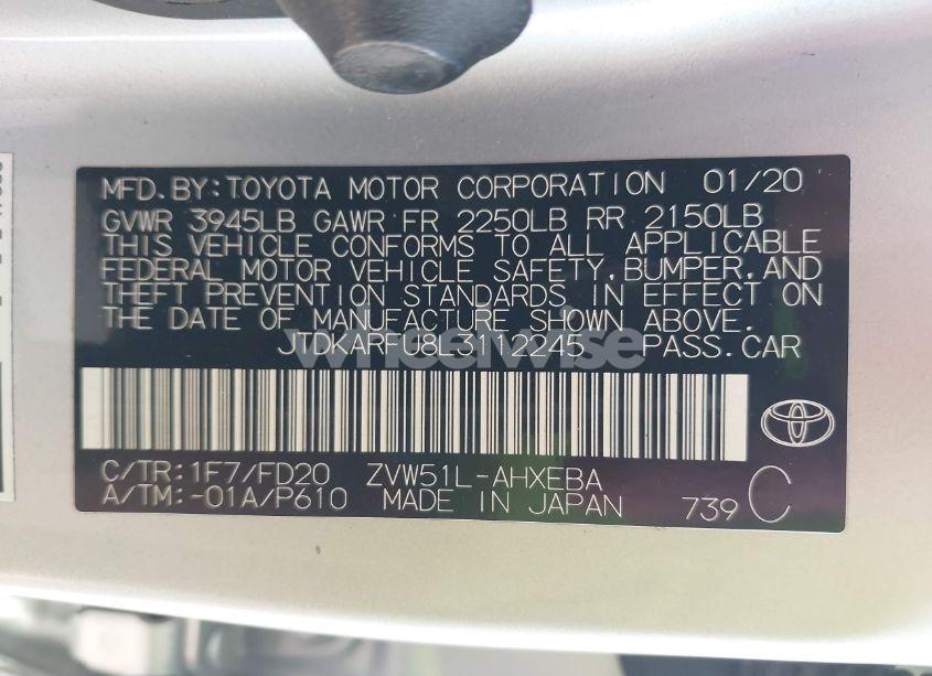 Photo 9 of 2020 Toyota Prius LE (VIN JTDKARFU8L3112245)