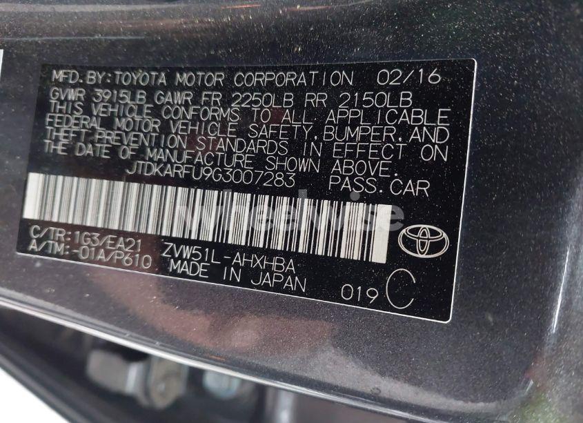 Photo 9 of 2016 Toyota Prius FOUR/FOUR TOURING/THREE/THREE TOURING/TWO ECO (VIN JTDKARFU9G3007283)