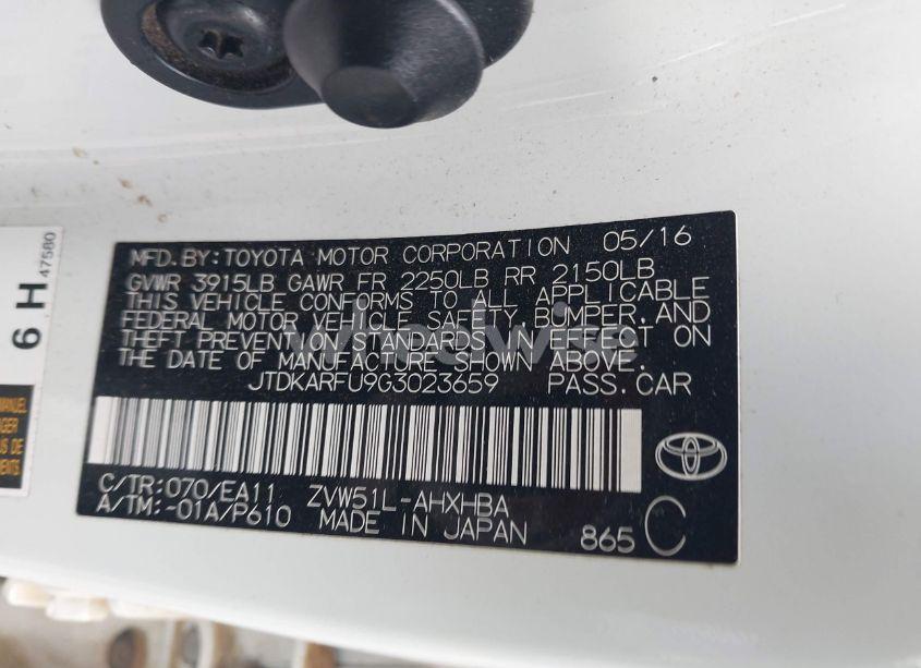 Photo 9 of 2016 Toyota Prius FOUR TOURING (VIN JTDKARFU9G3023659)