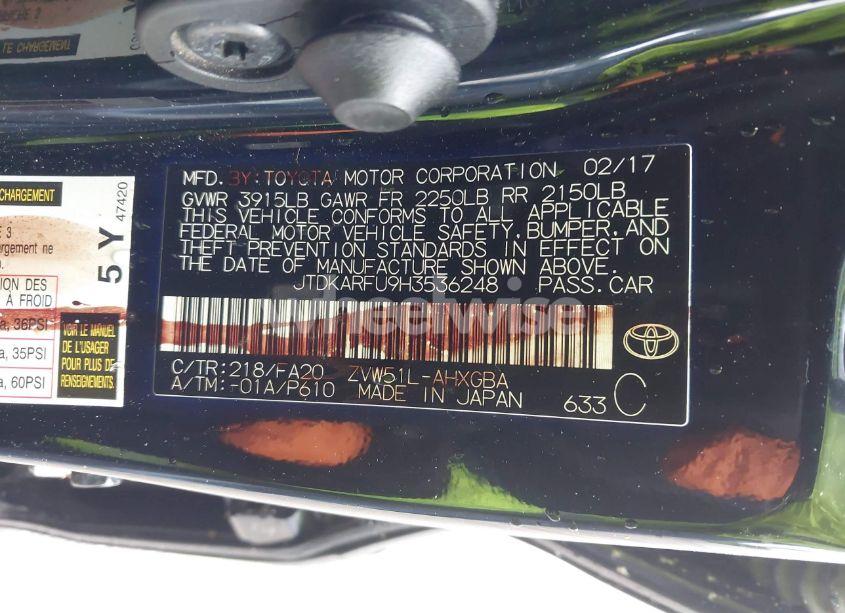 Photo 9 of 2017 Toyota Prius THREE (VIN JTDKARFU9H3536248)