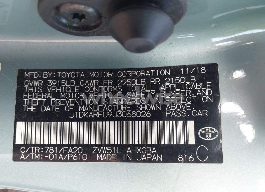 Photo 9 of 2018 Toyota Prius THREE (VIN JTDKARFU9J3068026)