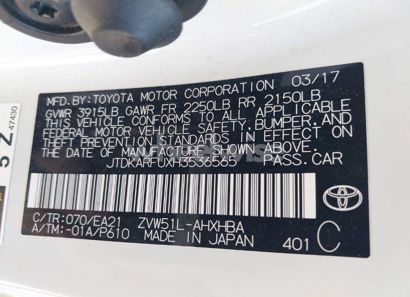 Photo 9 of 2017 Toyota Prius THREE TOURING (VIN JTDKARFUXH3536565)