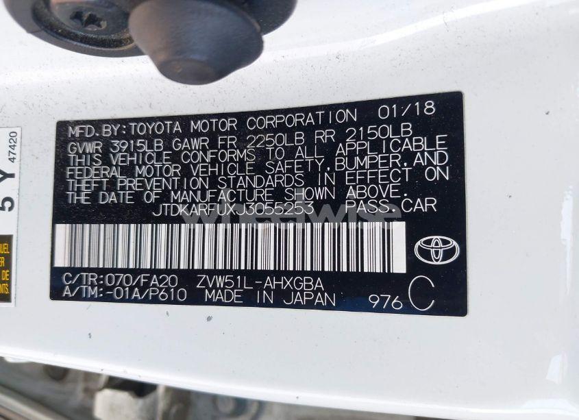 Photo 9 of 2018 Toyota Prius THREE (VIN JTDKARFUXJ3055253)