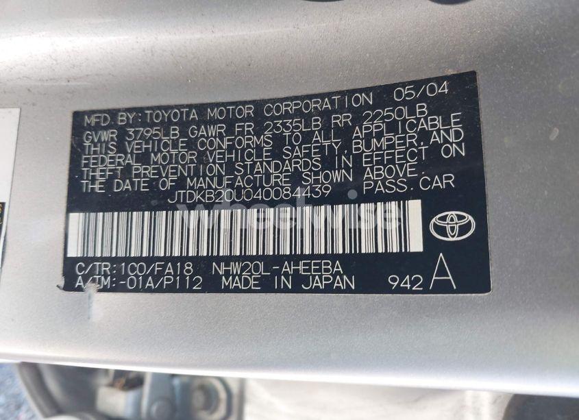 Photo 9 of 2004 Toyota Prius (VIN JTDKB20U040084439)