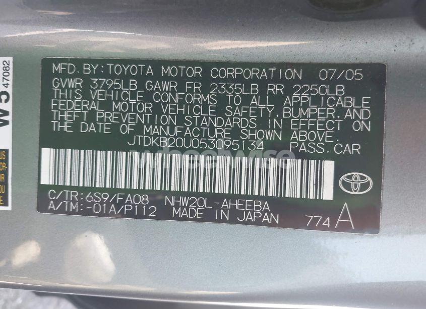 Photo 9 of 2005 Toyota Prius (VIN JTDKB20U053095134)