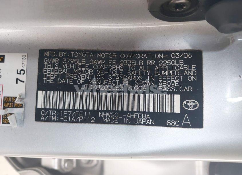 Photo 9 of 2006 Toyota Prius (VIN JTDKB20U063170206)