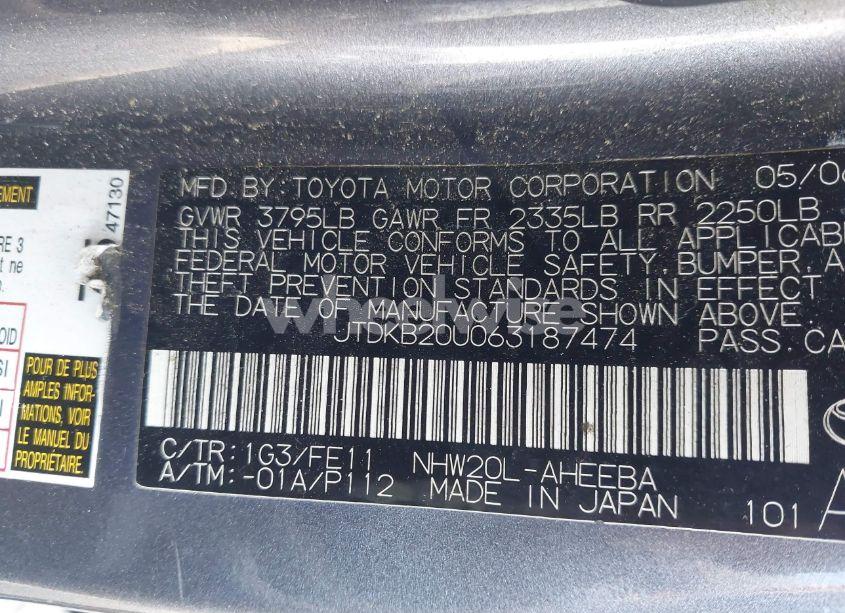 Photo 9 of 2006 Toyota Prius (VIN JTDKB20U063187474)