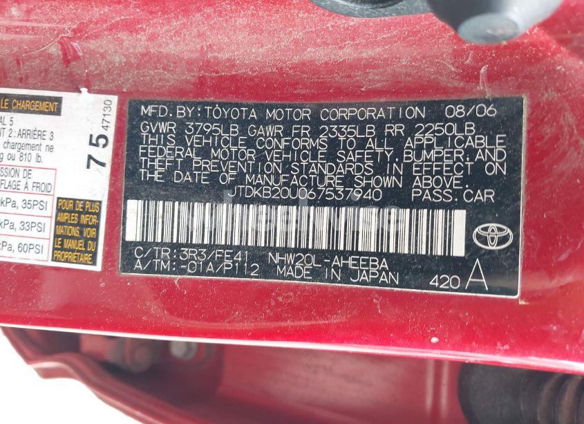 Photo 9 of 2006 Toyota Prius (VIN JTDKB20U067537940)