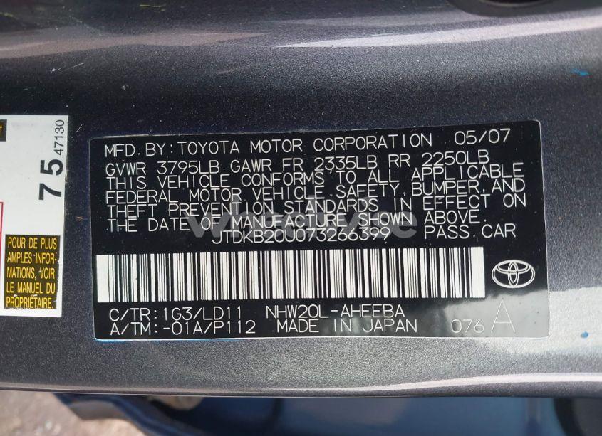 Photo 9 of 2007 Toyota Prius (VIN JTDKB20U073266399)
