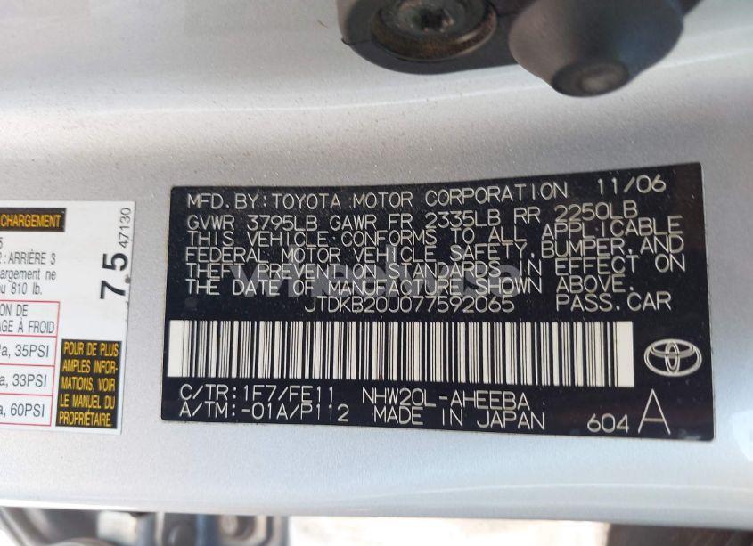 Photo 9 of 2007 Toyota Prius (VIN JTDKB20U077592065)