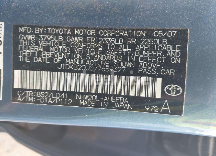 Photo 9 of 2007 Toyota Prius (VIN JTDKB20U077659327)