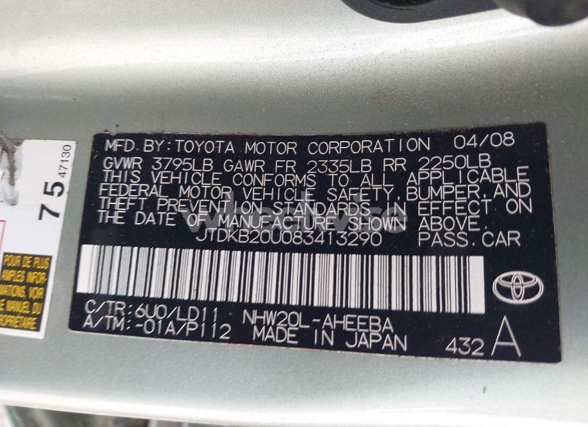 Photo 9 of 2008 Toyota Prius (VIN JTDKB20U083413290)