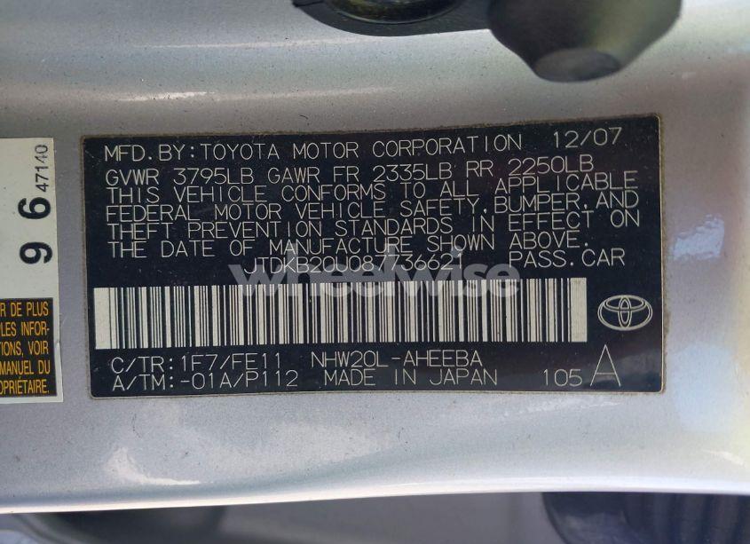Photo 9 of 2008 Toyota Prius TOURING (VIN JTDKB20U087736621)