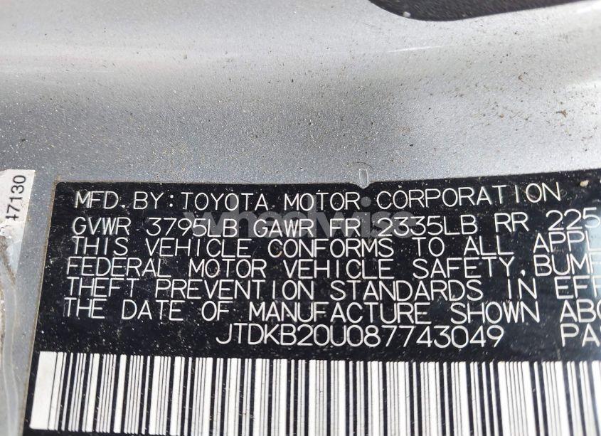 Photo 9 of 2008 Toyota Prius (VIN JTDKB20U087743049)