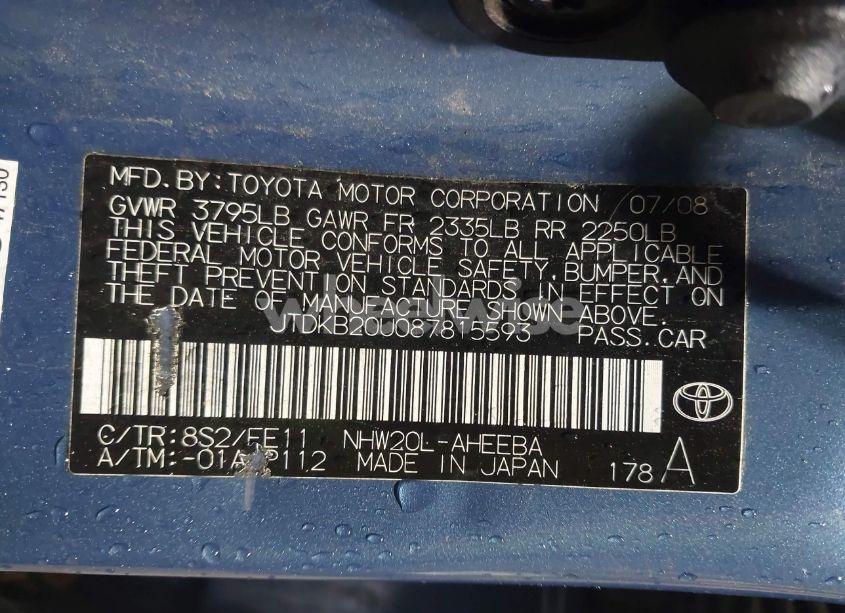 Photo 9 of 2008 Toyota Prius STANDARD/TOURING (VIN JTDKB20U087815593)