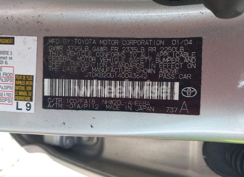 Photo 9 of 2004 Toyota Prius (VIN JTDKB20U140043642)