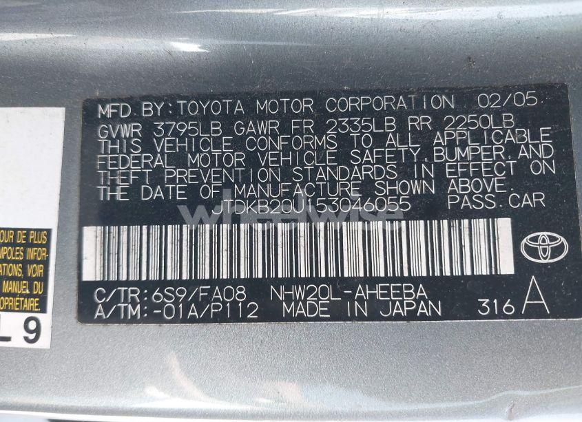 Photo 9 of 2005 Toyota Prius (VIN JTDKB20U153046055)